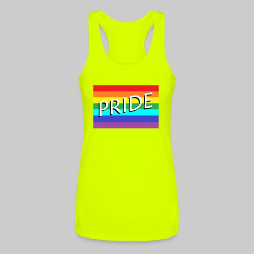 Pride Flag with Pride Text - Women’s Performance Racerback Tank Top