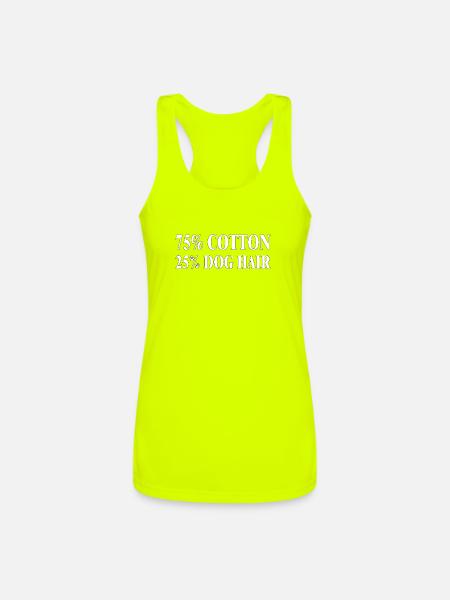 Dog Hair Cotton Blend Tee - Women’s Performance Racerback Tank Top - neon yellow