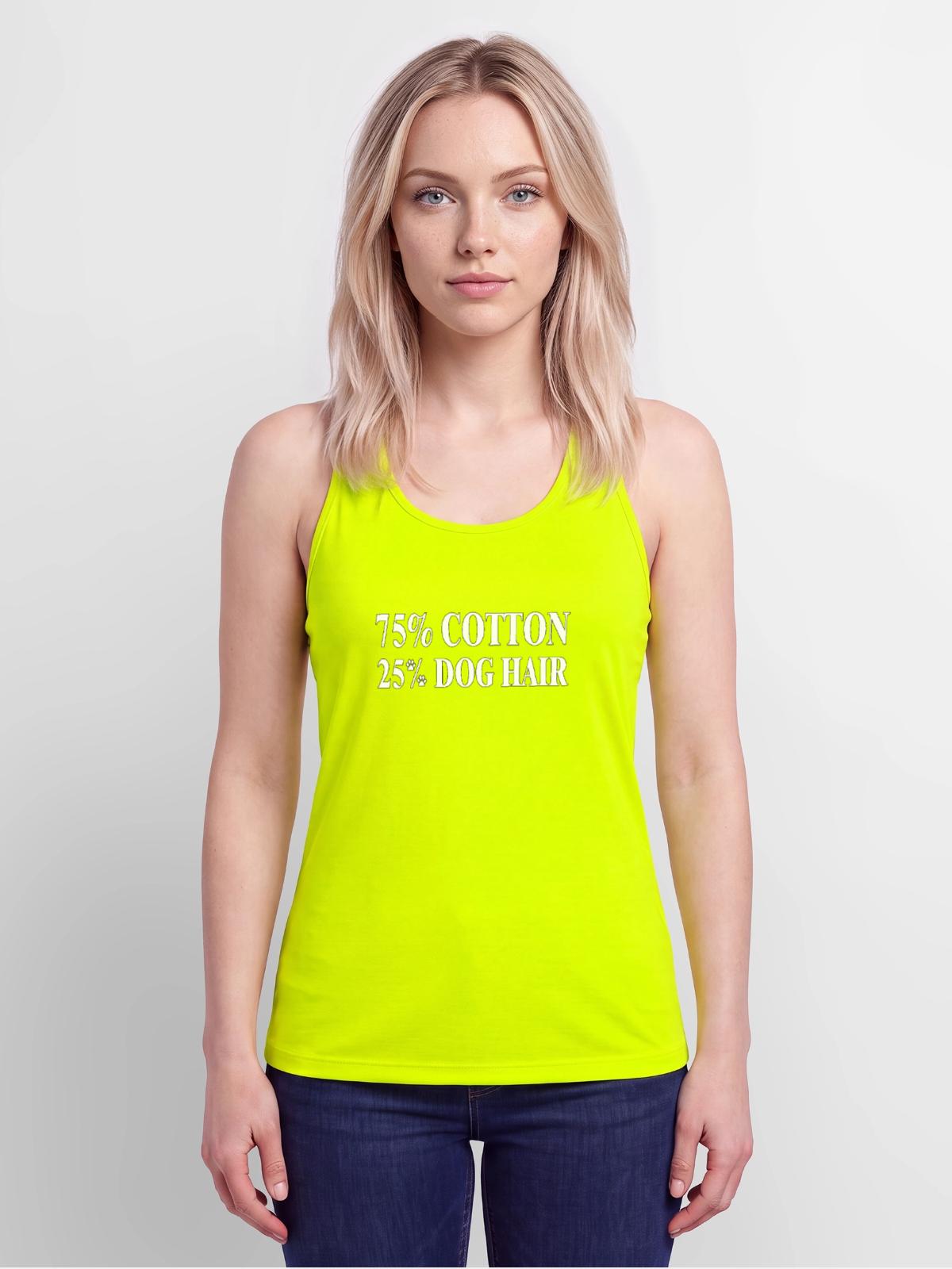 Dog Hair Cotton Blend Tee - Women’s Performance Racerback Tank Top - neon yellow - Front - AI Model Female 180 light (180cm)