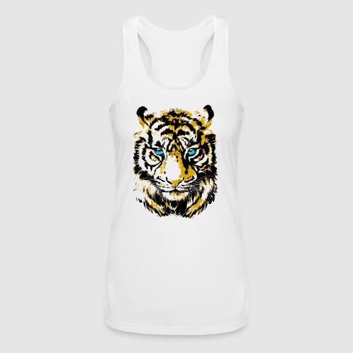 Yellow Tiger Head Portrait Drawing - Tiger Face - Women’s Performance Racerback Tank Top