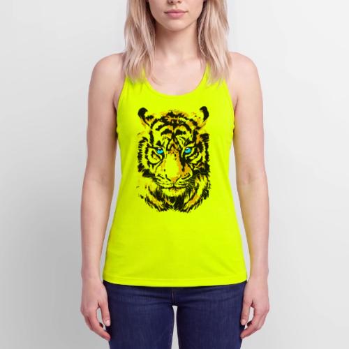 Yellow Tiger Head Portrait Drawing - Tiger Face - Women’s Performance Racerback Tank Top