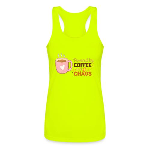 Powered by Coffee and Chaos - Women’s Performance Racerback Tank Top