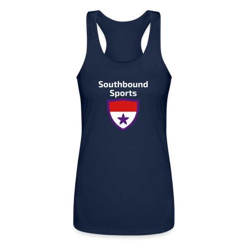 The Southbound Sports Shield Logo. - Women’s Performance Racerback Tank Top
