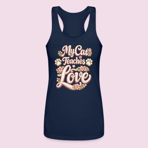 My Cat Teaches Love Faux Embroidery Style - Women’s Performance Racerback Tank Top