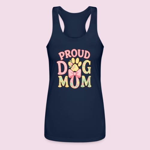 Proud Dog Mom Floral Paw Bow - Women’s Performance Racerback Tank Top