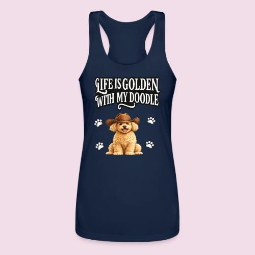 Life Is Golden With My Doodle Cowboy Goldendoodle - Women’s Performance Racerback Tank Top