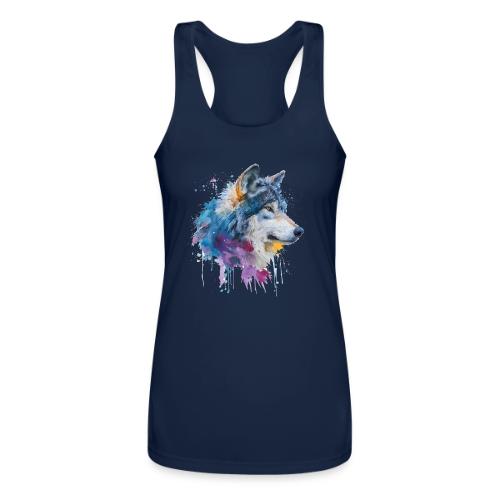 Splash-Art Wolf Head - Women’s Performance Racerback Tank Top