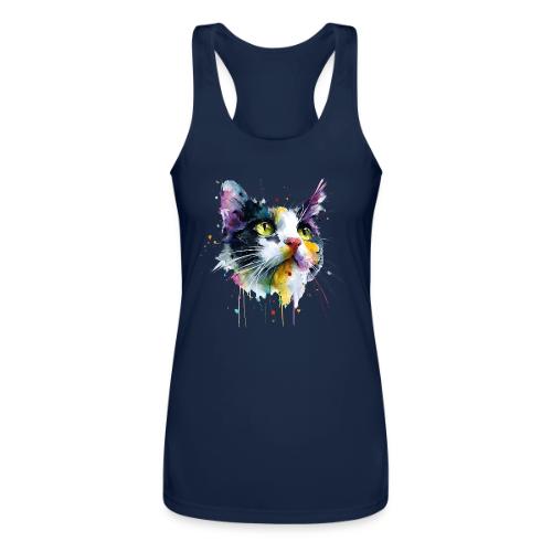 Cat: Painted Purr Expression - Women’s Performance Racerback Tank Top