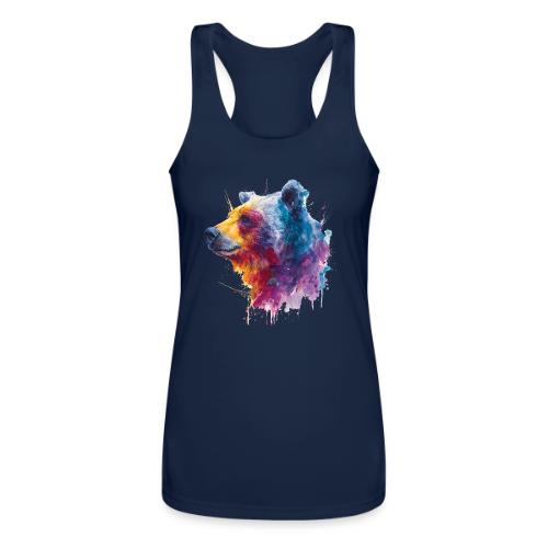 Watercolor Bear Portrait - Women’s Performance Racerback Tank Top