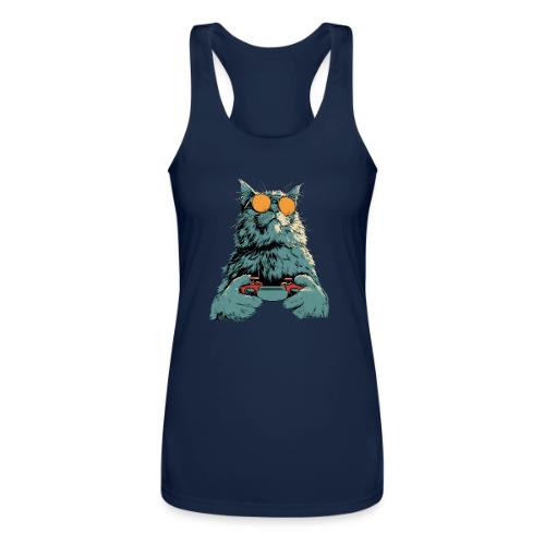 Cat: Fluff Mode On - Women’s Performance Racerback Tank Top