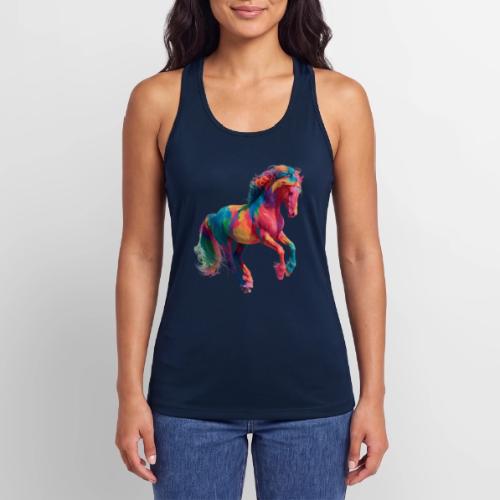 Colorful Paint Splatter Horse Art - Women’s Performance Racerback Tank Top