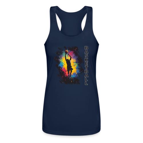 High Energy Basketball Paint Splatter Art - Women’s Performance Racerback Tank Top