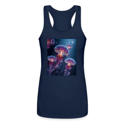 Glowing Jellyfish Deep Sea Design - Women’s Performance Racerback Tank Top