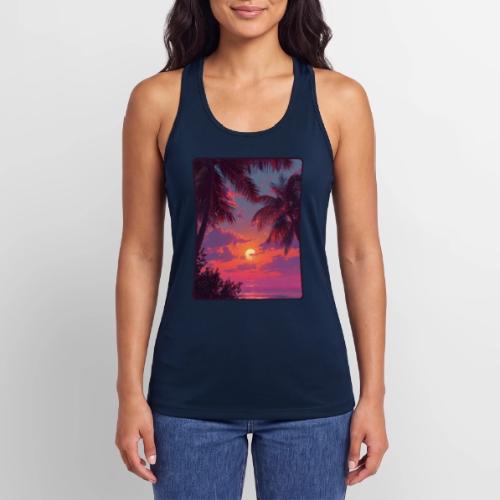 Tropical Sunset Palm Silhouette Design - Women’s Performance Racerback Tank Top