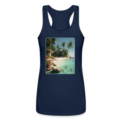 Serene Tropical Beach Floral Design - Women’s Performance Racerback Tank Top