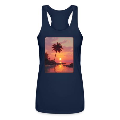 Tropical Beach Sunset Palm Design - Women’s Performance Racerback Tank Top