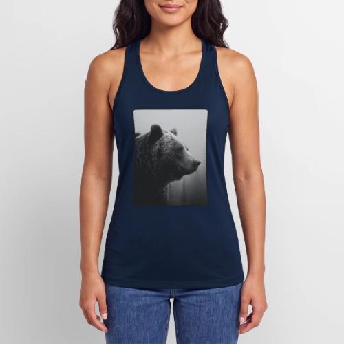 Grizzly Bear Black White Portrait Design - Women’s Performance Racerback Tank Top