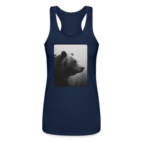 Grizzly Bear Black White Portrait Design - Women’s Performance Racerback Tank Top