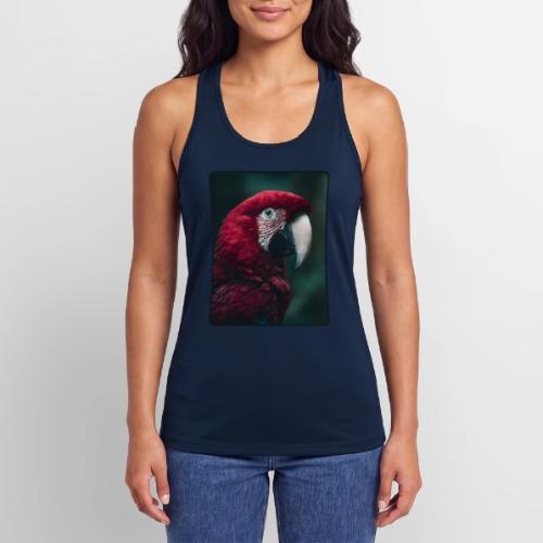 Red Green Macaw Bird Portrait Design - Women’s Performance Racerback Tank Top