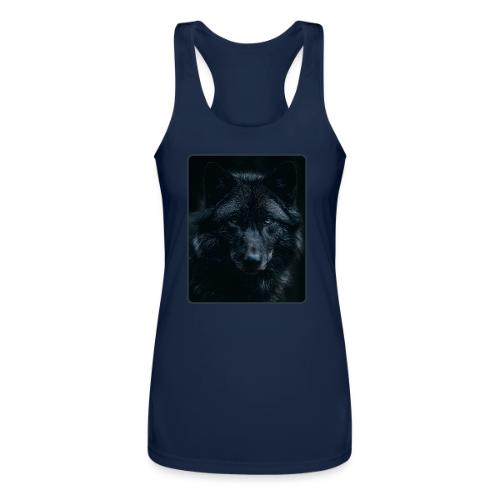 Black Wolf Intense Eyes Portrait Design - Women’s Performance Racerback Tank Top