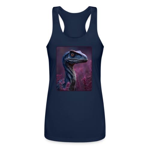 Blue Velociraptor Portrait Design - Women’s Performance Racerback Tank Top