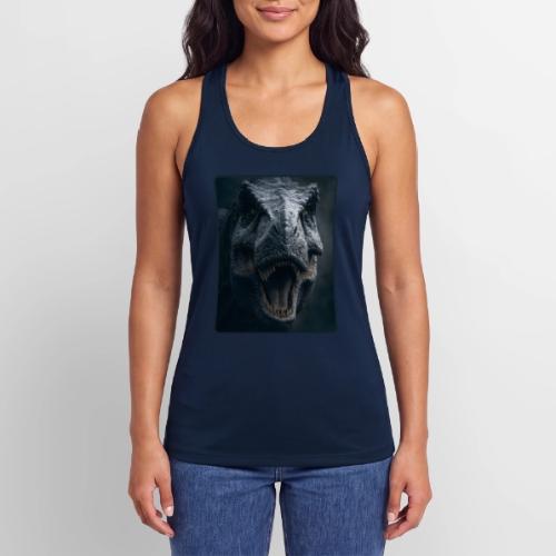 T Rex Cinematic Close-Up Design - Women’s Performance Racerback Tank Top