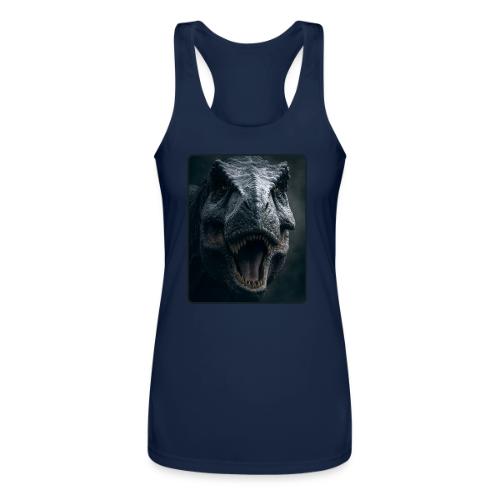 T Rex Cinematic Close-Up Design - Women’s Performance Racerback Tank Top