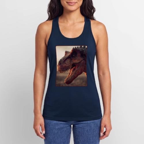 T Rex Roaring Close-Up Design - Women’s Performance Racerback Tank Top