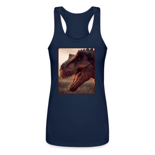 T Rex Roaring Close-Up Design - Women’s Performance Racerback Tank Top