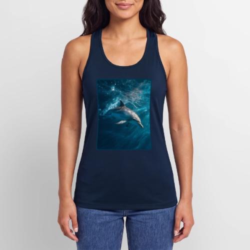 Dolphin Sunlit Ocean Serenity Design - Women’s Performance Racerback Tank Top