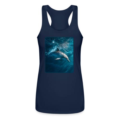 Dolphin Sunlit Ocean Serenity Design - Women’s Performance Racerback Tank Top