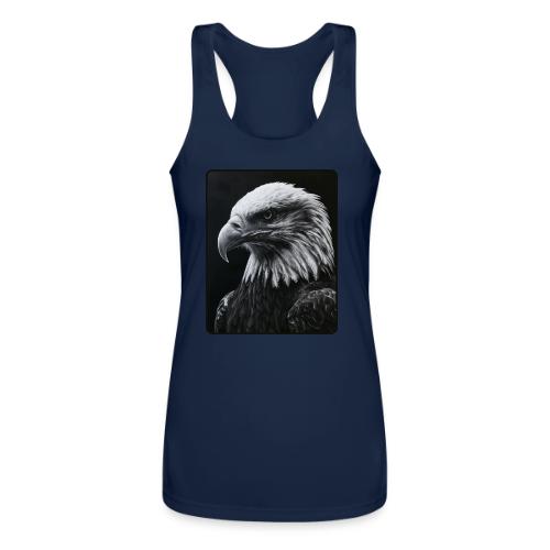 Black White Bald Eagle Design - Women’s Performance Racerback Tank Top