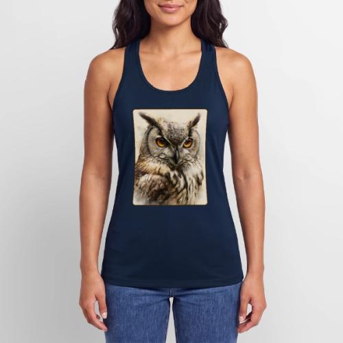 Great Horned Owl Watercolor Design - Women’s Performance Racerback Tank Top