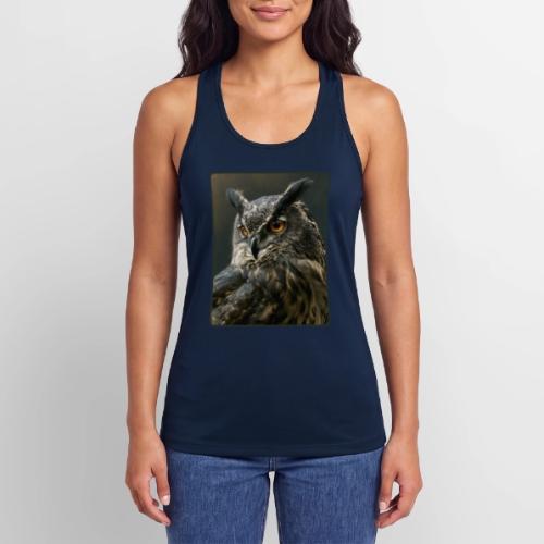 Eurasian Eagle Owl Portrait Design - Women’s Performance Racerback Tank Top