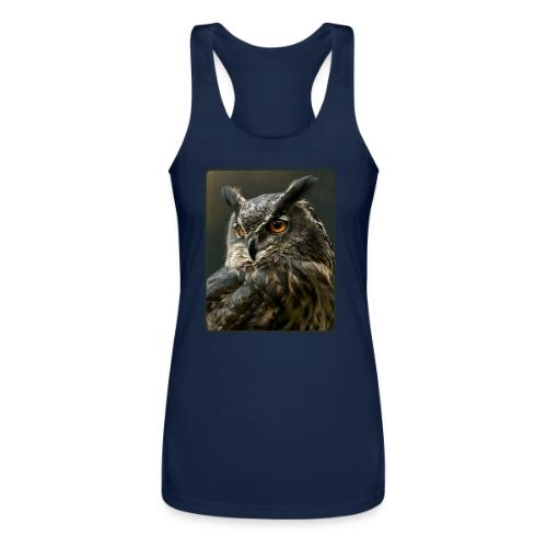 Eurasian Eagle Owl Portrait Design - Women’s Performance Racerback Tank Top