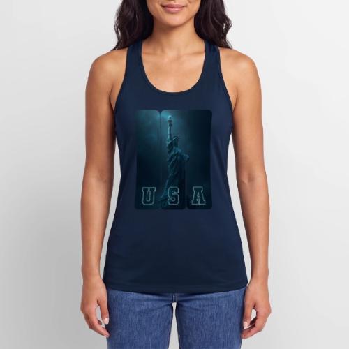 Neon Liberty USA Triptych - Women’s Performance Racerback Tank Top