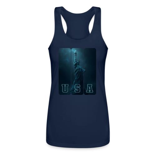Neon Liberty USA Triptych - Women’s Performance Racerback Tank Top