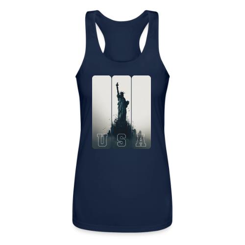 USA: Liberty Rising Over Manhattan - Women’s Performance Racerback Tank Top