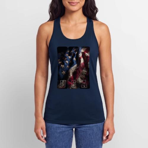 USA: Worn Stars and Stripes - Women’s Performance Racerback Tank Top