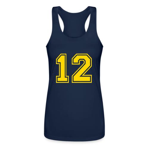 Number 12 in a classic athletic collegiate font - Women’s Performance Racerback Tank Top