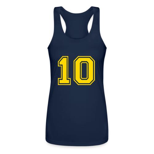 Number 10 in a classic athletic collegiate font - Women’s Performance Racerback Tank Top