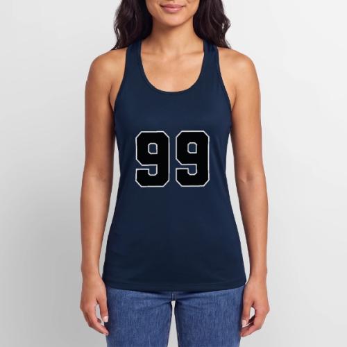 Varsity Number 99 Athletic Font - Women’s Performance Racerback Tank Top