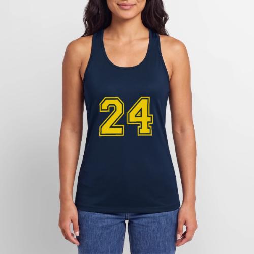 Number 24 in a classic athletic collegiate font - Women’s Performance Racerback Tank Top