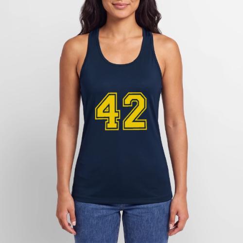 Number 42 in a classic athletic collegiate font - Women’s Performance Racerback Tank Top