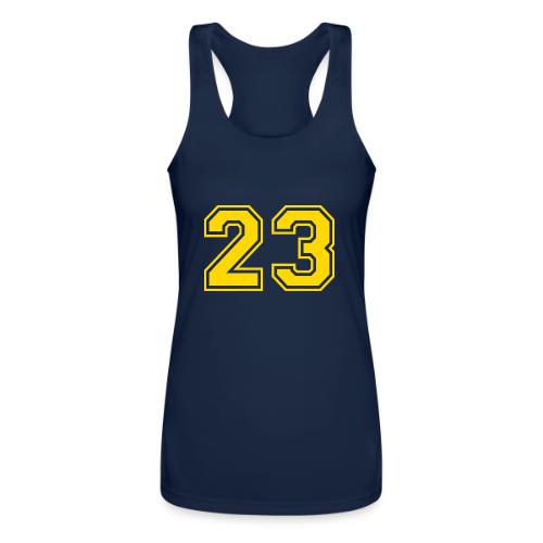 Number 23 in a classic athletic collegiate font - Women’s Performance Racerback Tank Top