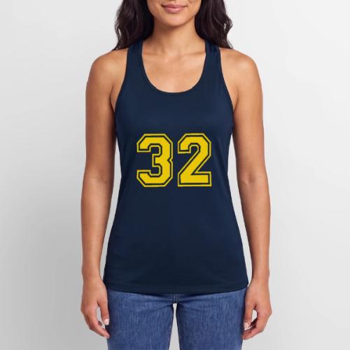 Number 32 in a classic athletic collegiate font - Women’s Performance Racerback Tank Top