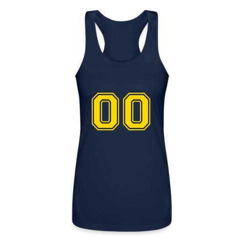 Number 00 in a classic athletic collegiate font - Women’s Performance Racerback Tank Top