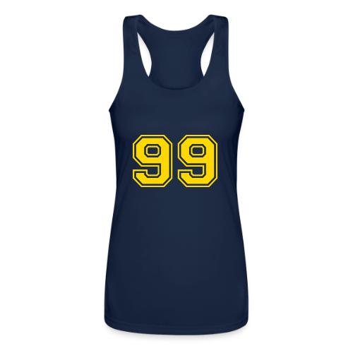 Number 99 in a classic athletic collegiate font - Women’s Performance Racerback Tank Top