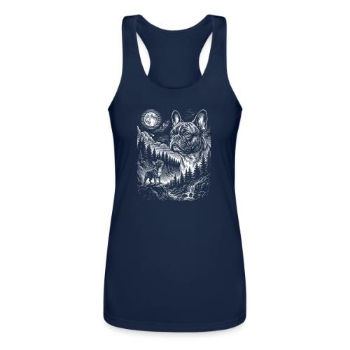 Vintage French Bulldog Moon Howling Tee - Women’s Performance Racerback Tank Top