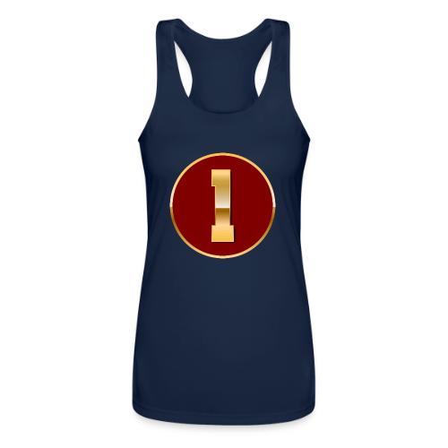 Number 1 in Gold Varsity Font - Women’s Performance Racerback Tank Top